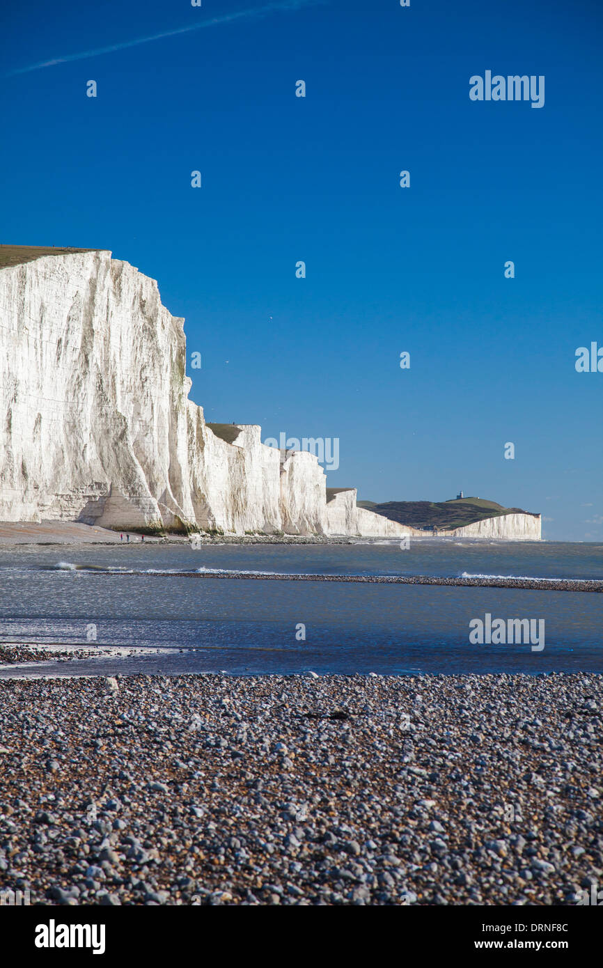 Las siete hermanas de Cuckmere Paraíso Beach, en el condado de Sussex, Inglaterra. Foto de stock