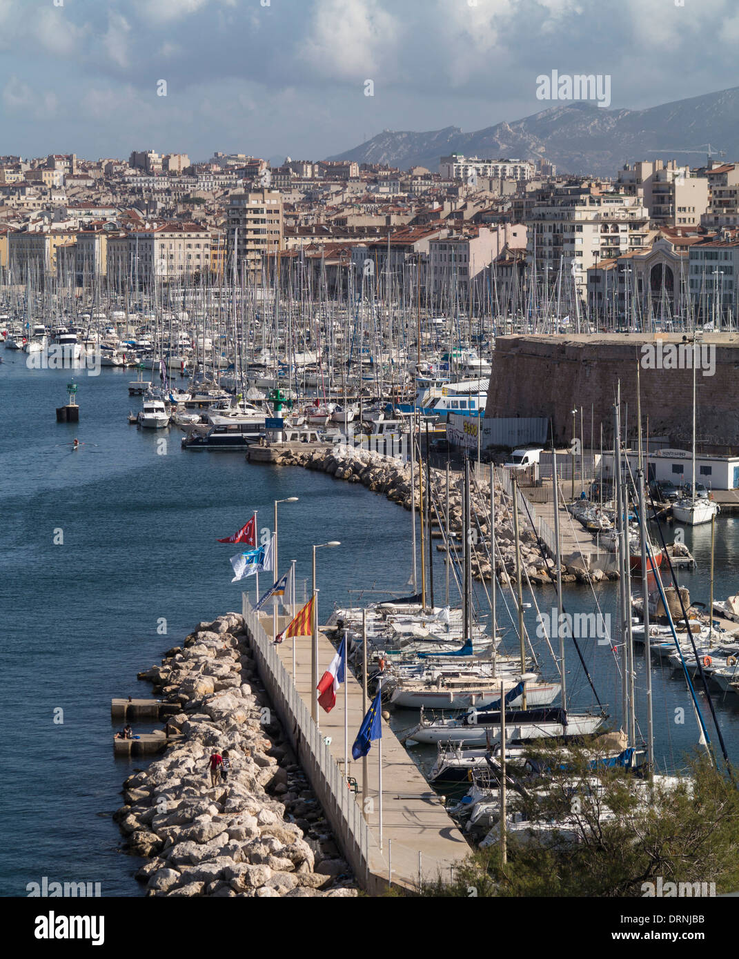 El viejo puerto de Marsella, Provenza, Francia, Europa, Foto de stock