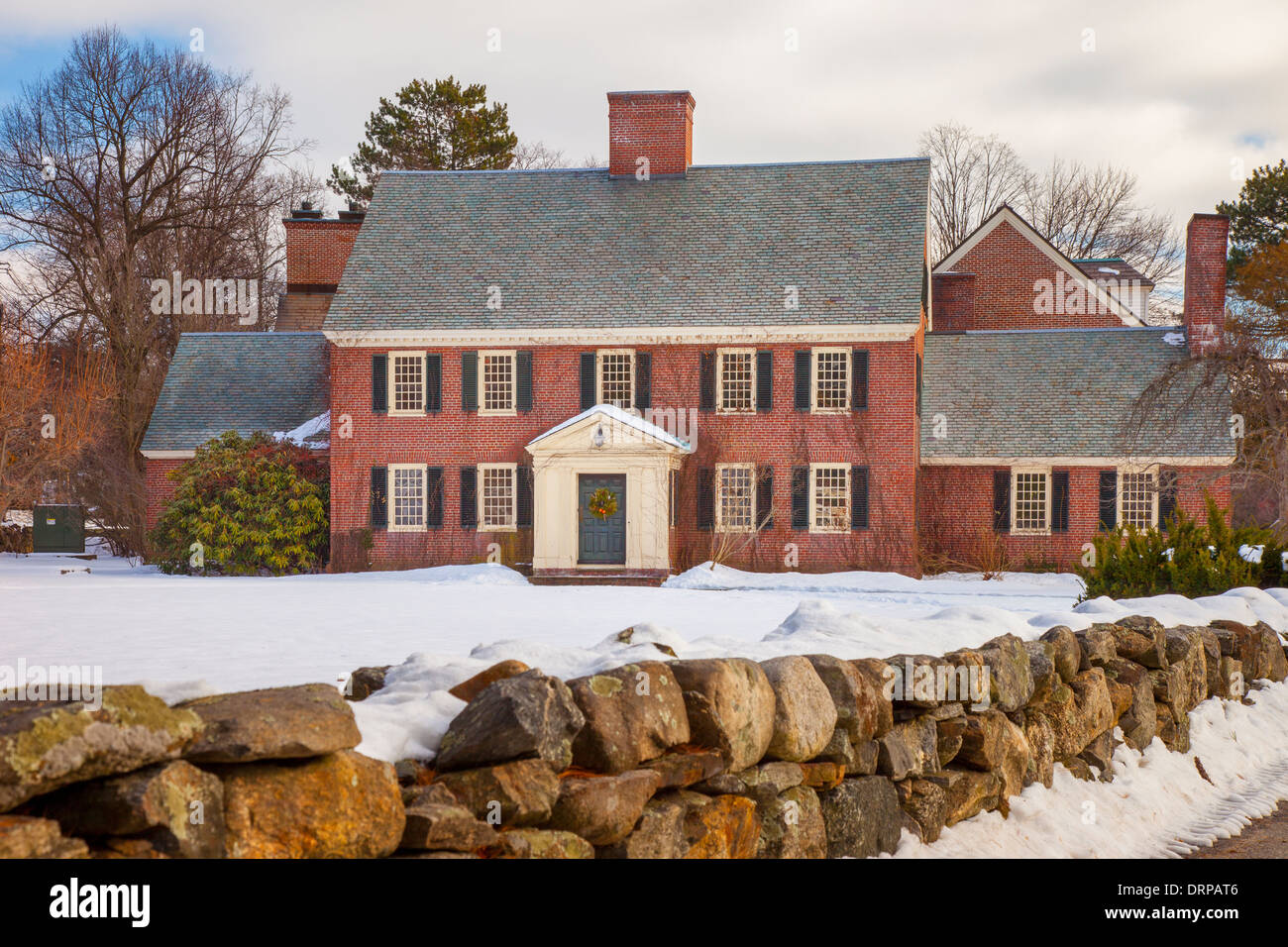 Invierno en el Museo Concord Concord, Massachusetts, EE.UU. Foto de stock