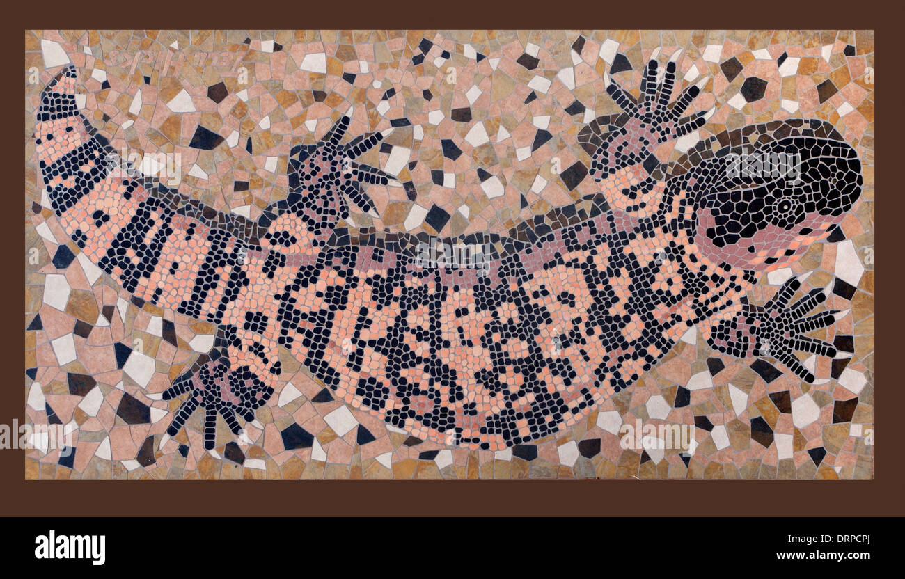 Un monstruo de Gila lagarto mosaico Mosaico Foto de stock
