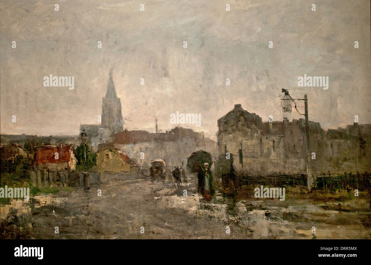 Mañana lluviosa por Guillaume Vogels 1836-1896 Bélgica aquarellist belga y dibujante Foto de stock