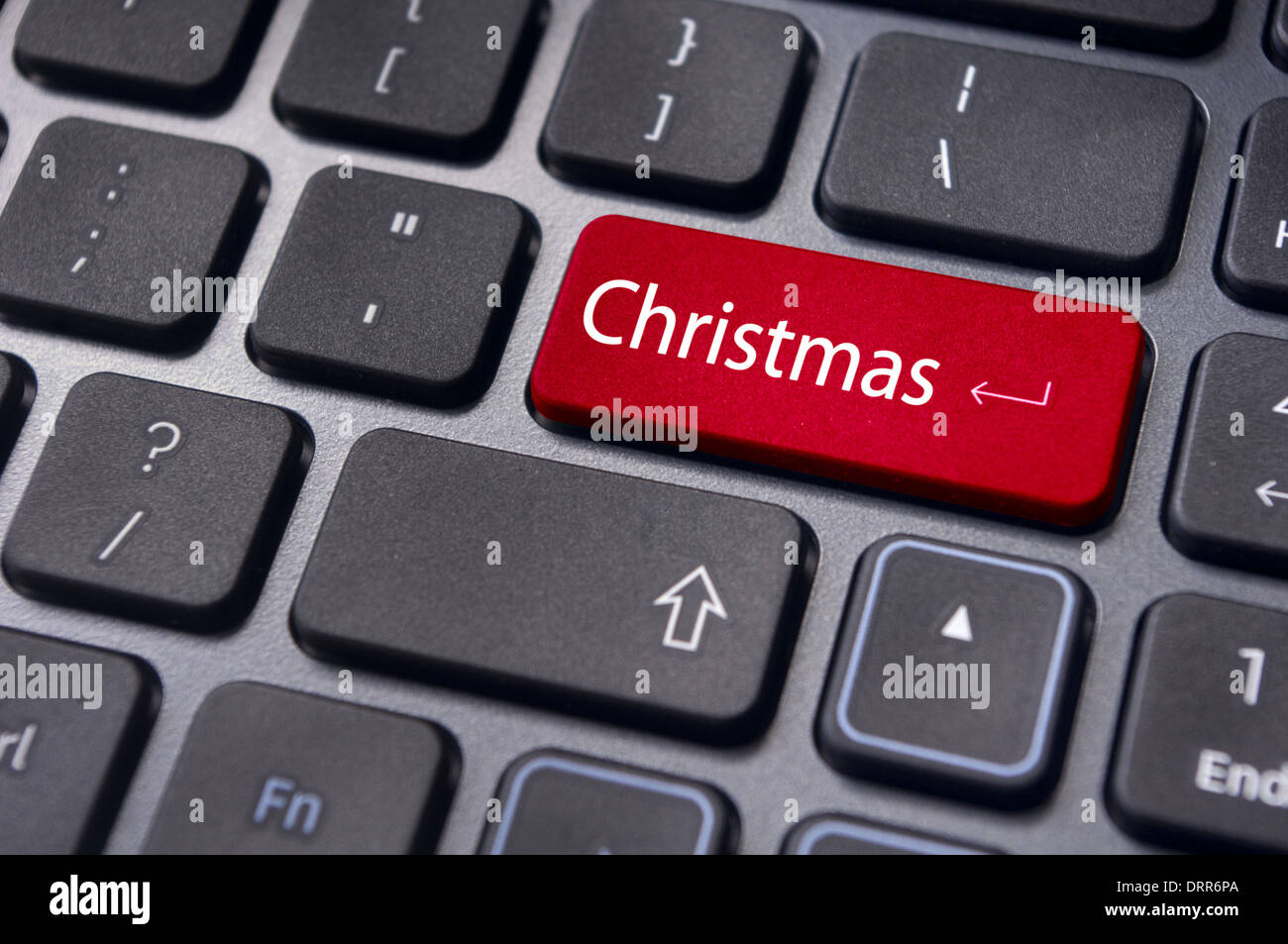 Mensaje de Navidad en el teclado la tecla enter Foto de stock