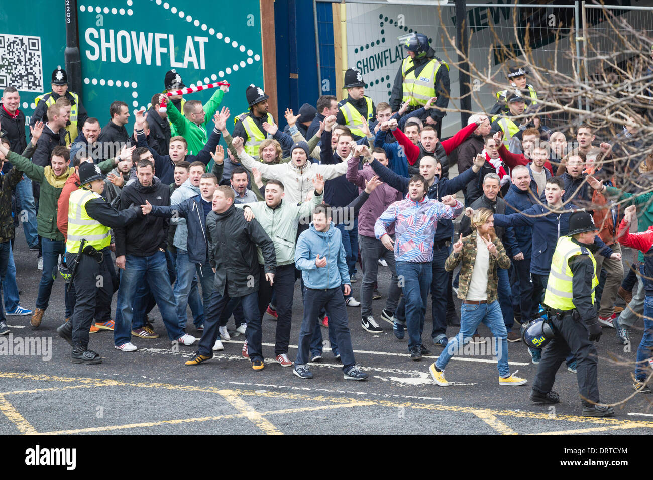 Sunderland partidarios en derbi día en Newcastle Foto de stock