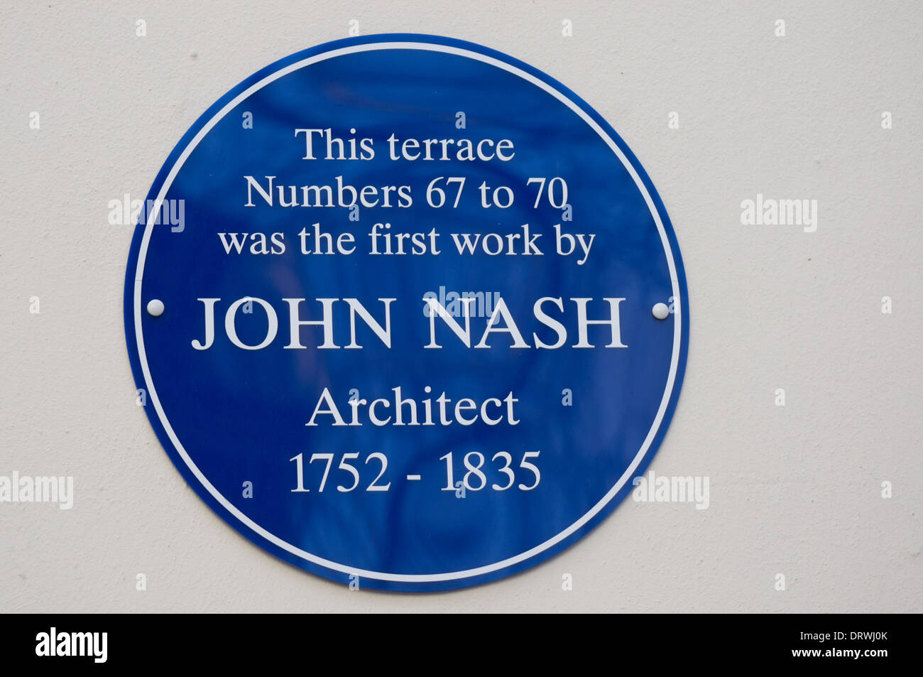 Placa azul de John Nash, Londres England Reino Unido Foto de stock