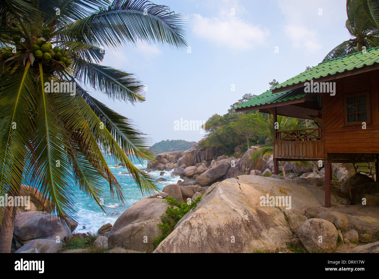 Bungalow en Ao Hin Wong, (Hin Wong Bay), la isla de Ko Tao, Tailandia Foto de stock
