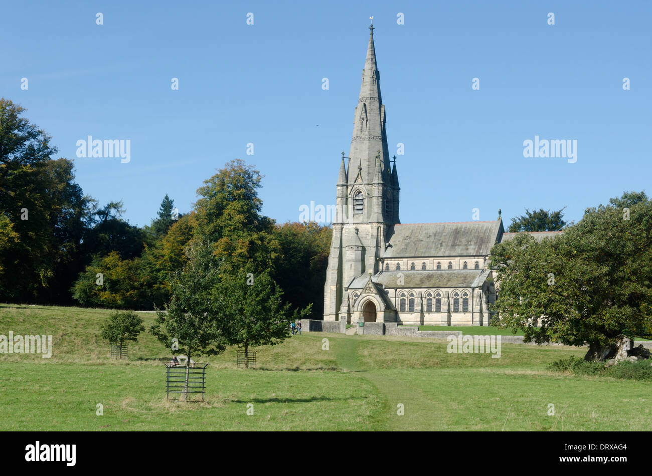 Iglesia de St Marys en Studley Royal Park, North Yorkshire, Inglaterra Foto de stock