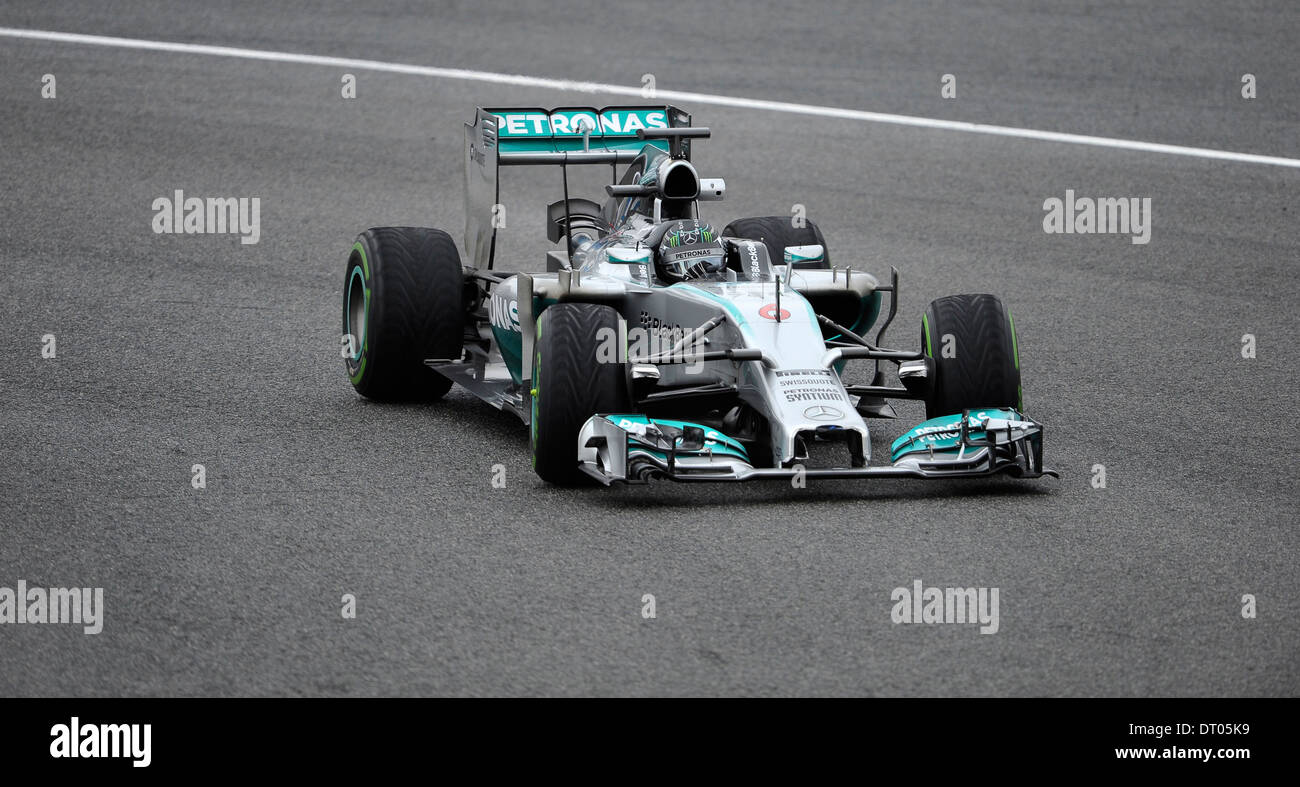 Nico Rosberg (GER), Mercedes F1 W05 durante las pruebas de Fórmula Uno en Jerez, España, Feb.2014 Foto de stock