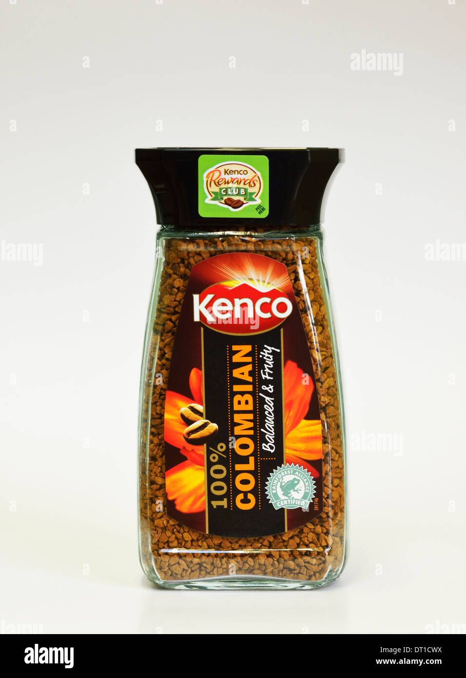 100% Colombiano Kenco equilibrado y afrutado de café instantáneo. Foto de stock