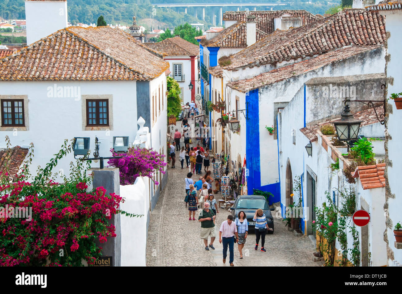 Calles, Obidos, Extremadura, Portugal, Europa Foto de stock