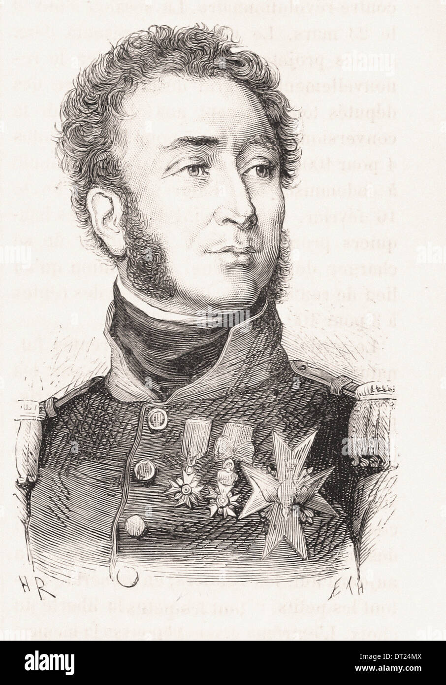 Retrato de Duc d'Angoulême - Grabado francés del siglo XIX. Foto de stock