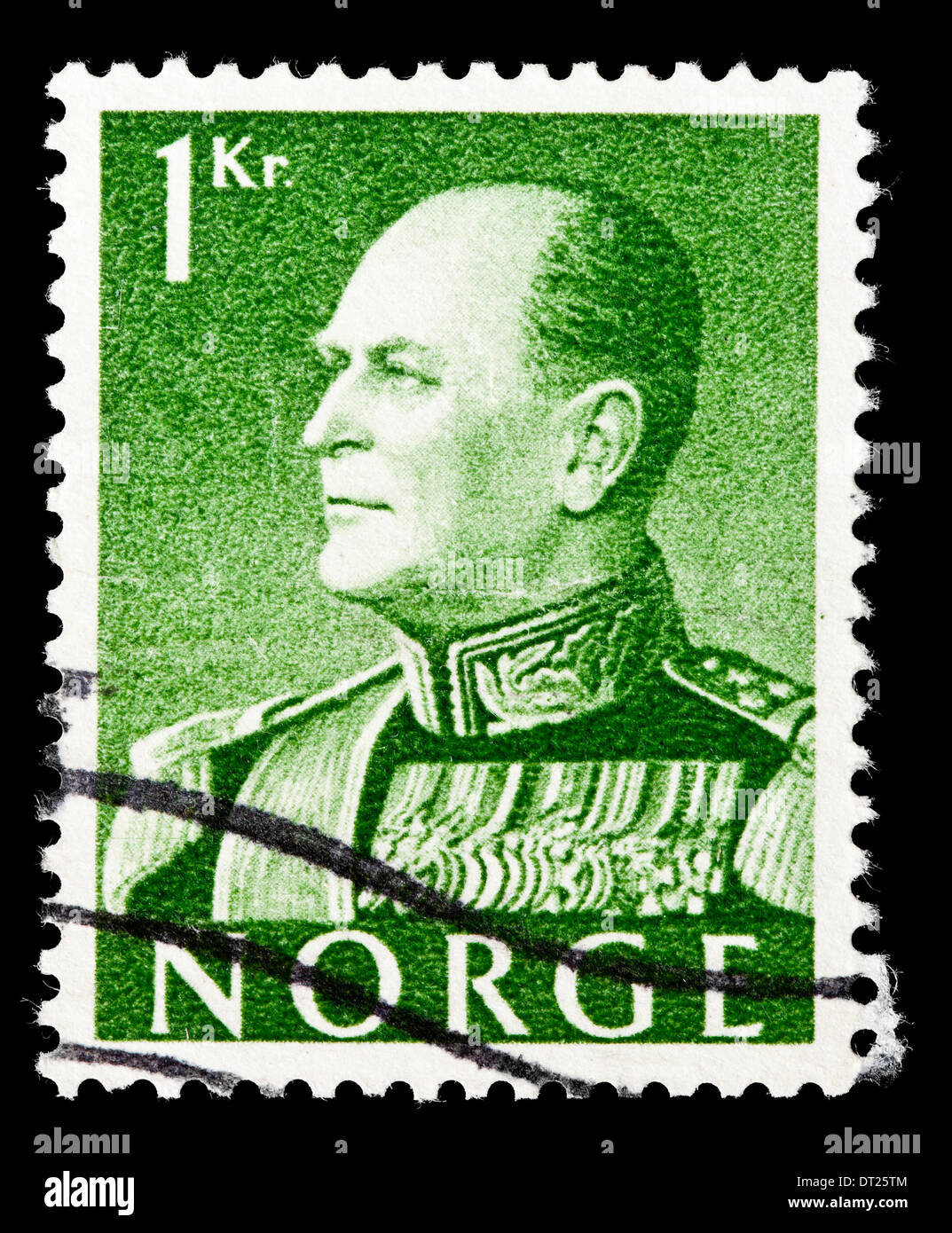 Sello: Noruega, 1959, el rey Olav V, estampado Foto de stock