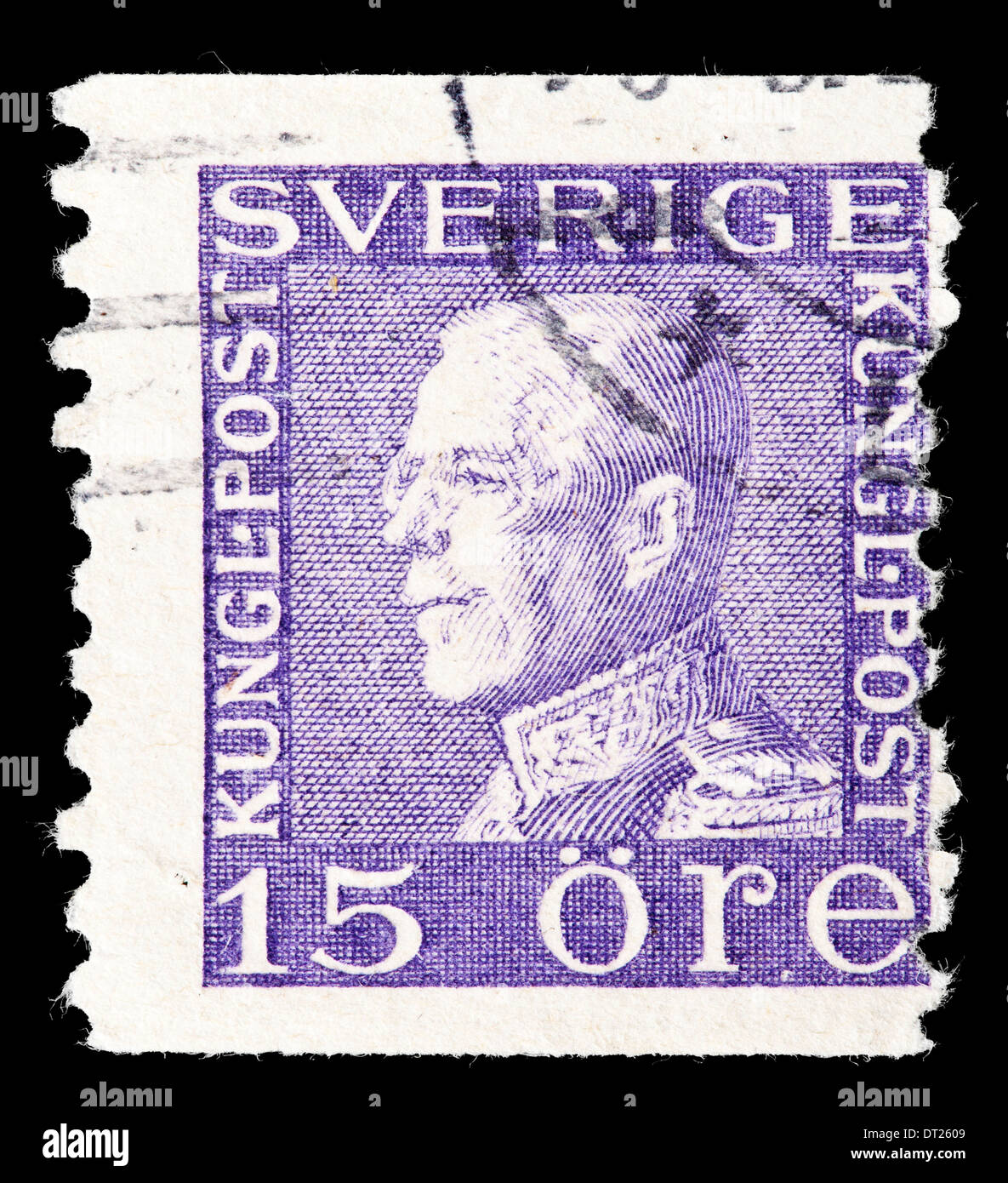 Sello: Suecia, ca. 1921, el Rey Gustaf V., estampado Foto de stock