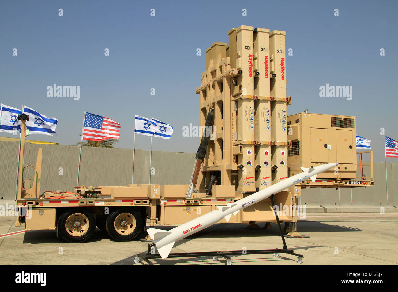 "David's Sling" ("Sharvit Ksamim") del sistema de defensa aérea Foto de stock