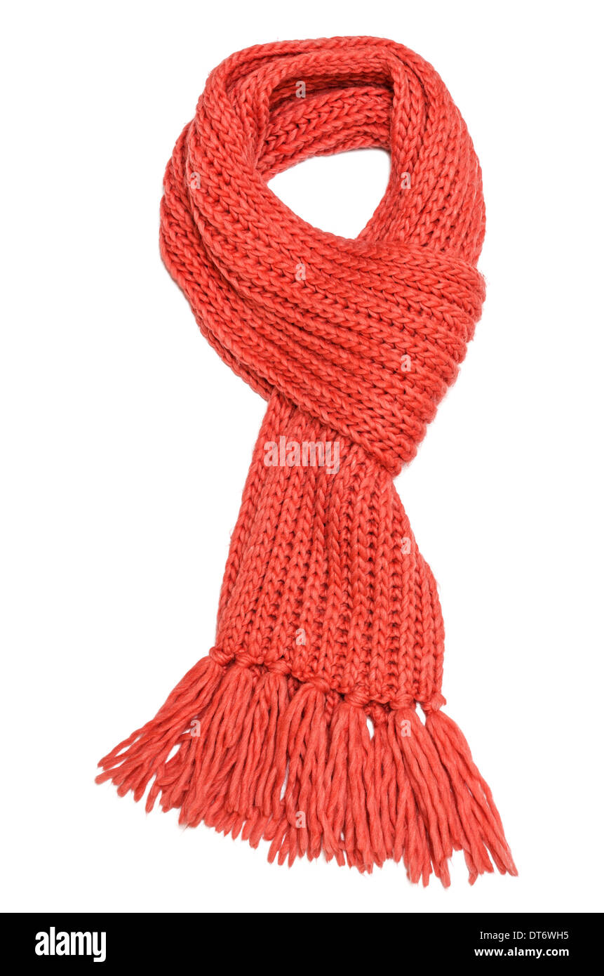 Rojo bufanda textil aislado sobre fondo blanco. Foto de stock