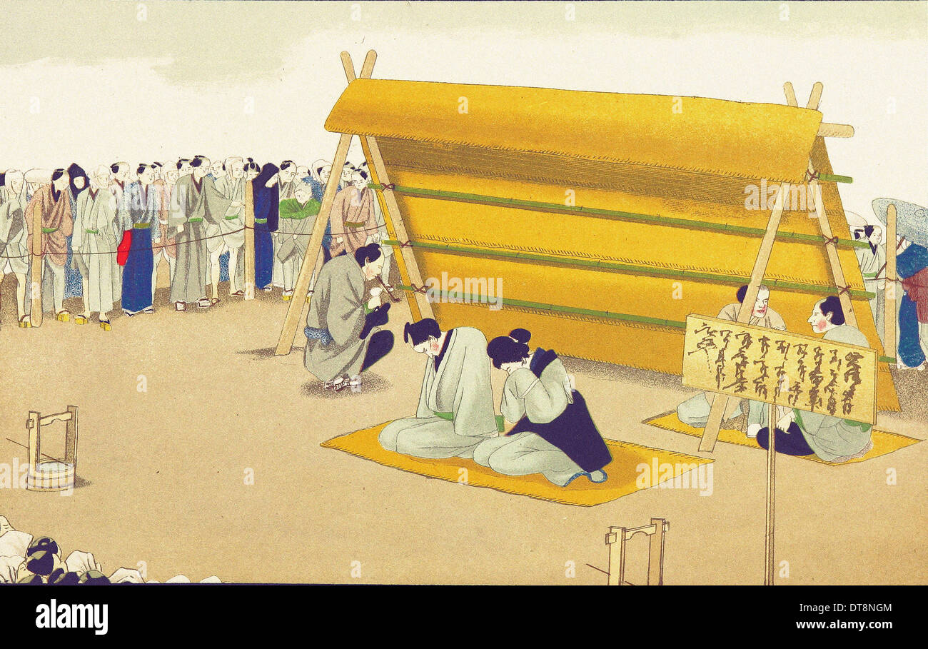 Exposición de infidelidad - Chromo-Lithography de pintura japonesa original del siglo XIX. Foto de stock