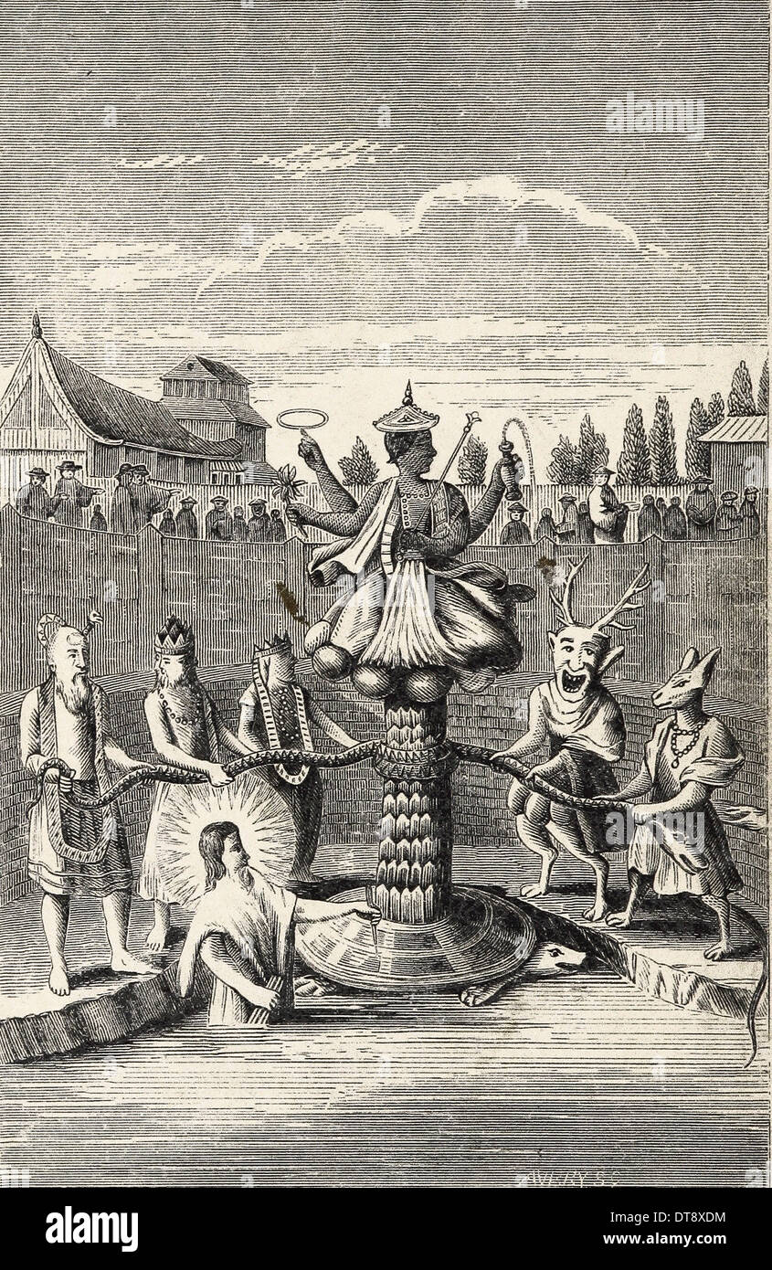 La Deidad Suprema ( Amida ) de los japoneses - Grabado británico del siglo XIX. Foto de stock
