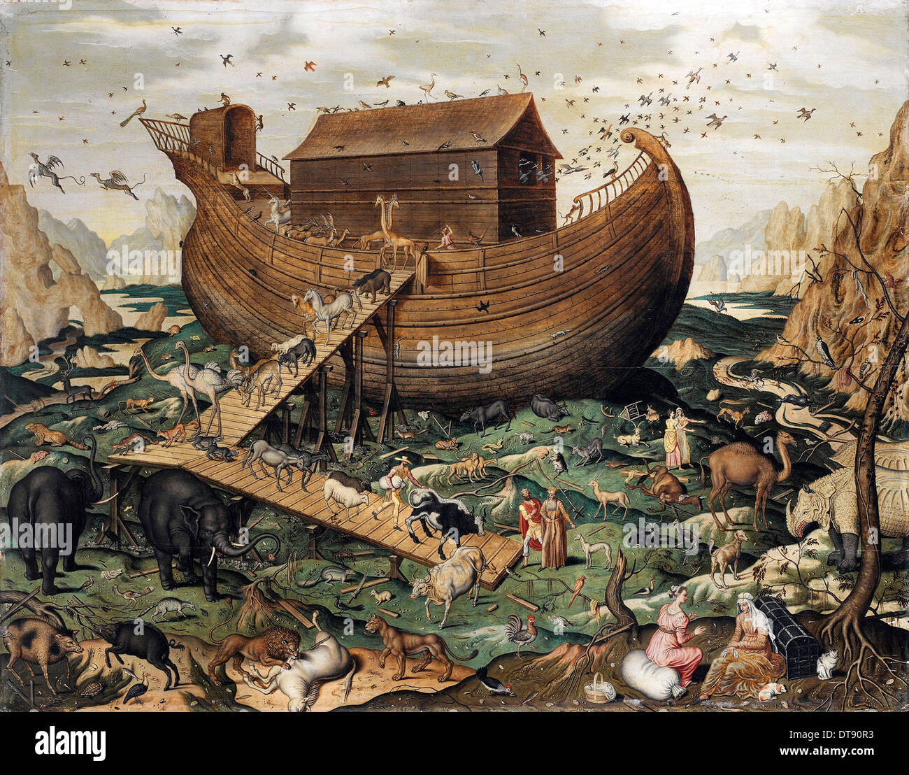 El Arca de Noé en el monte Ararat, 1570. Artista: De Myle, Simon (activo ca. 1570) Foto de stock
