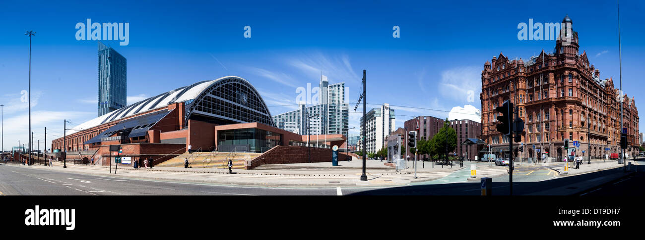 Panorámica de Manchester Central conferencia formalmente el centro G-Mex y el hotel Midland Foto de stock