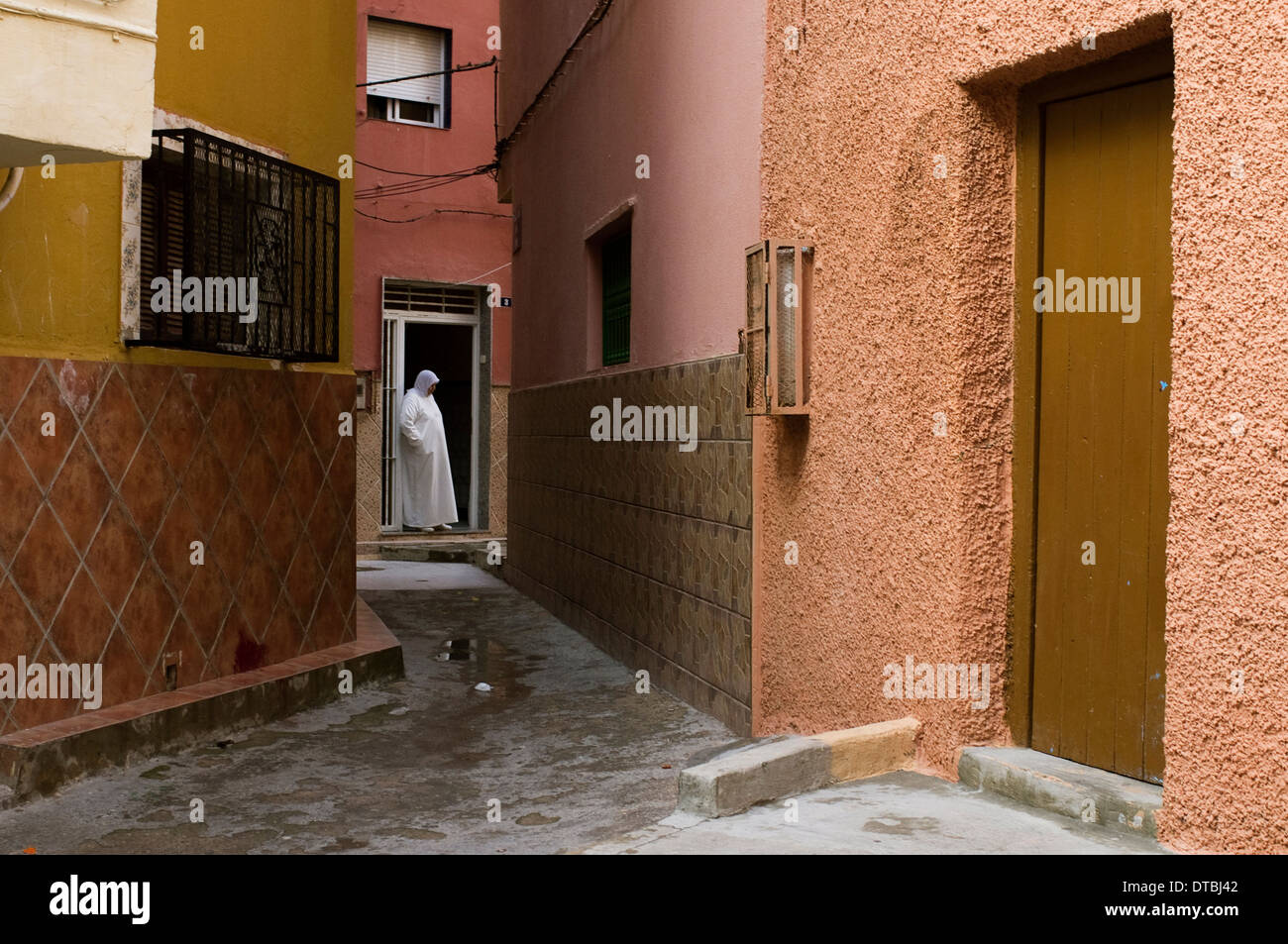 Barrio islámico de Canadá del Hidum en Melilla, España. La pobreza pobres desempleados suburbio Foto de stock
