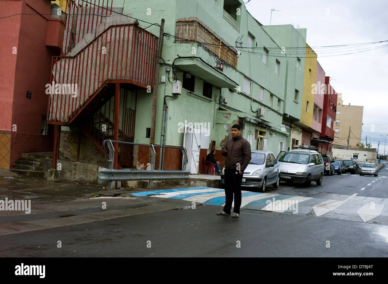 Barrio islámico de Canadá del Hidum en Melilla, España. La pobreza pobres desempleados suburbio Foto de stock