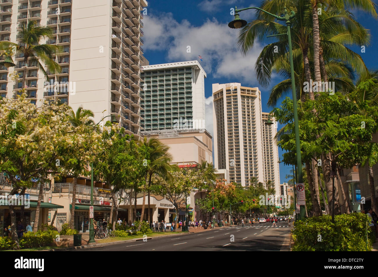 En el centro de Waikiki, Honolulu, Oahu, Hawaii Foto de stock