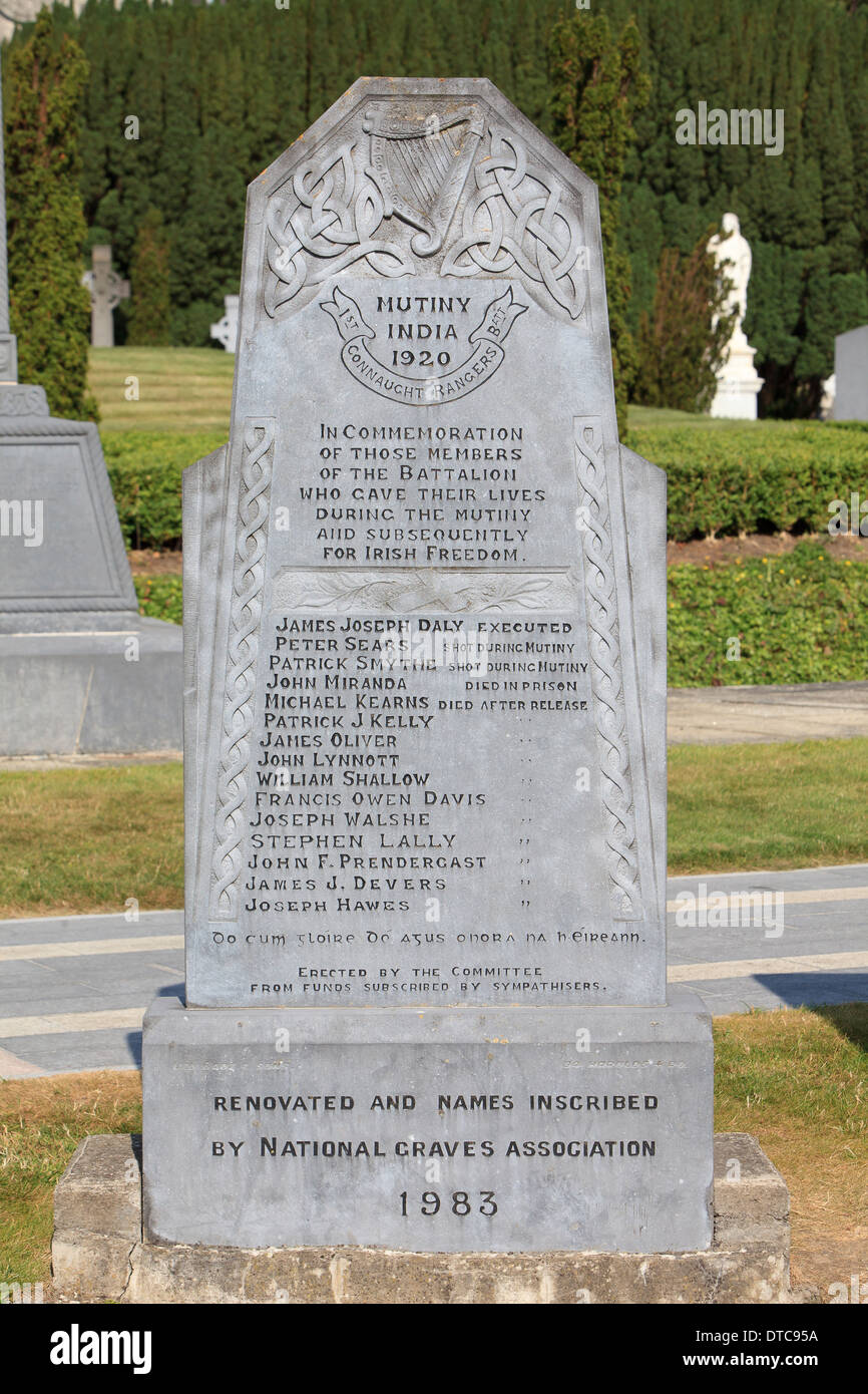 1ª Connaught Rangers amotinados Memorial en el cementerio de Glasnevin, en Dublín, Irlanda Foto de stock
