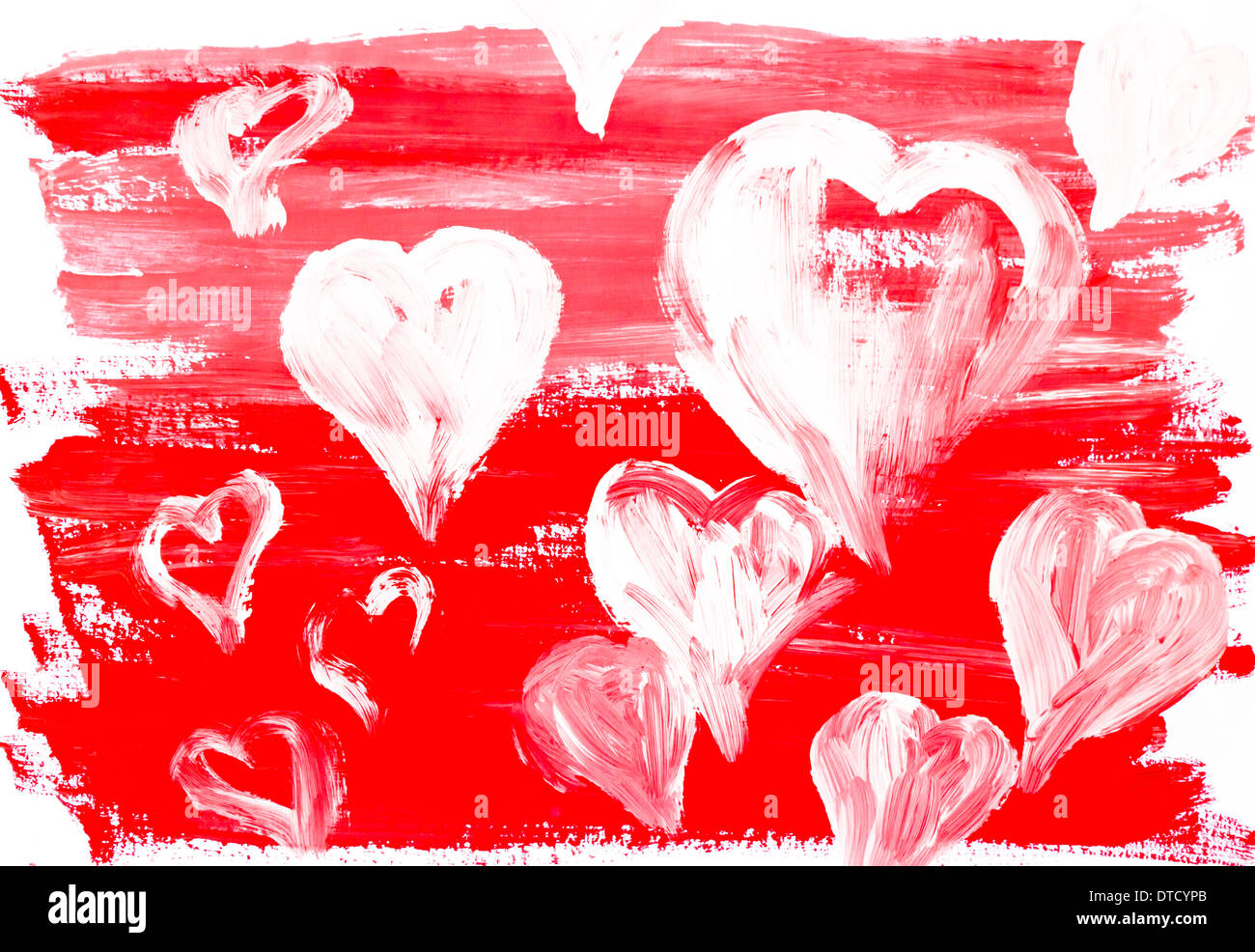 Colección de pintura corazones sobre fondo blanco. Foto de stock