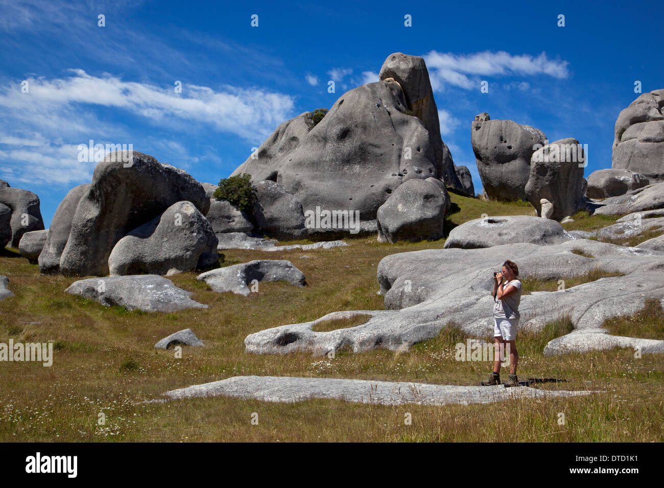 Castle Hill, Kura Tawhiti, formaciones de roca caliza, Arthurs Pass, Isla del Sur, Nueva Zelanda Foto de stock