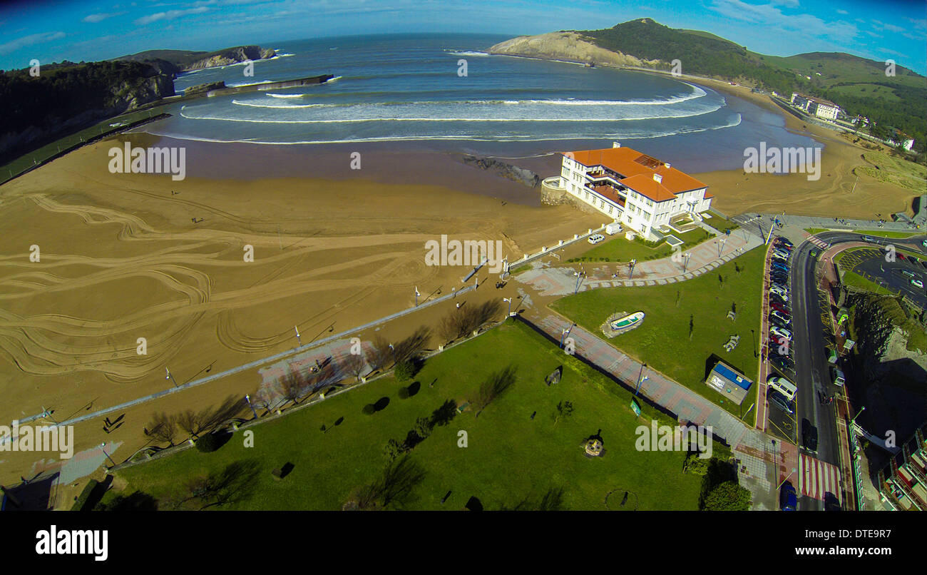 Vista aérea, la playa, el País Vasco, Villa Plentzia, paisaje Foto de stock