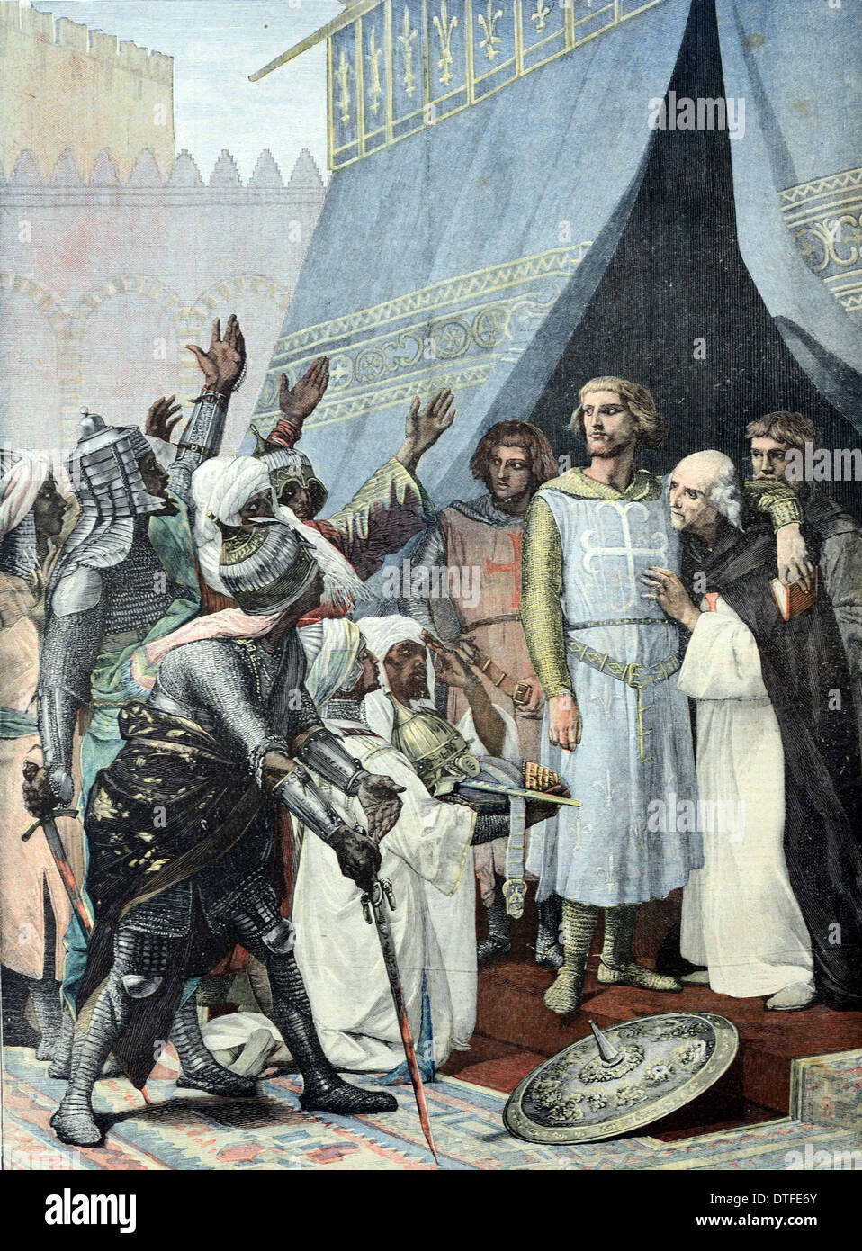 El rey Luis IX o San Luis IX Santa católica y el rey de Francia (1214-1270) en Jerusalén durante la Séptima Cruzada (c1248) Foto de stock