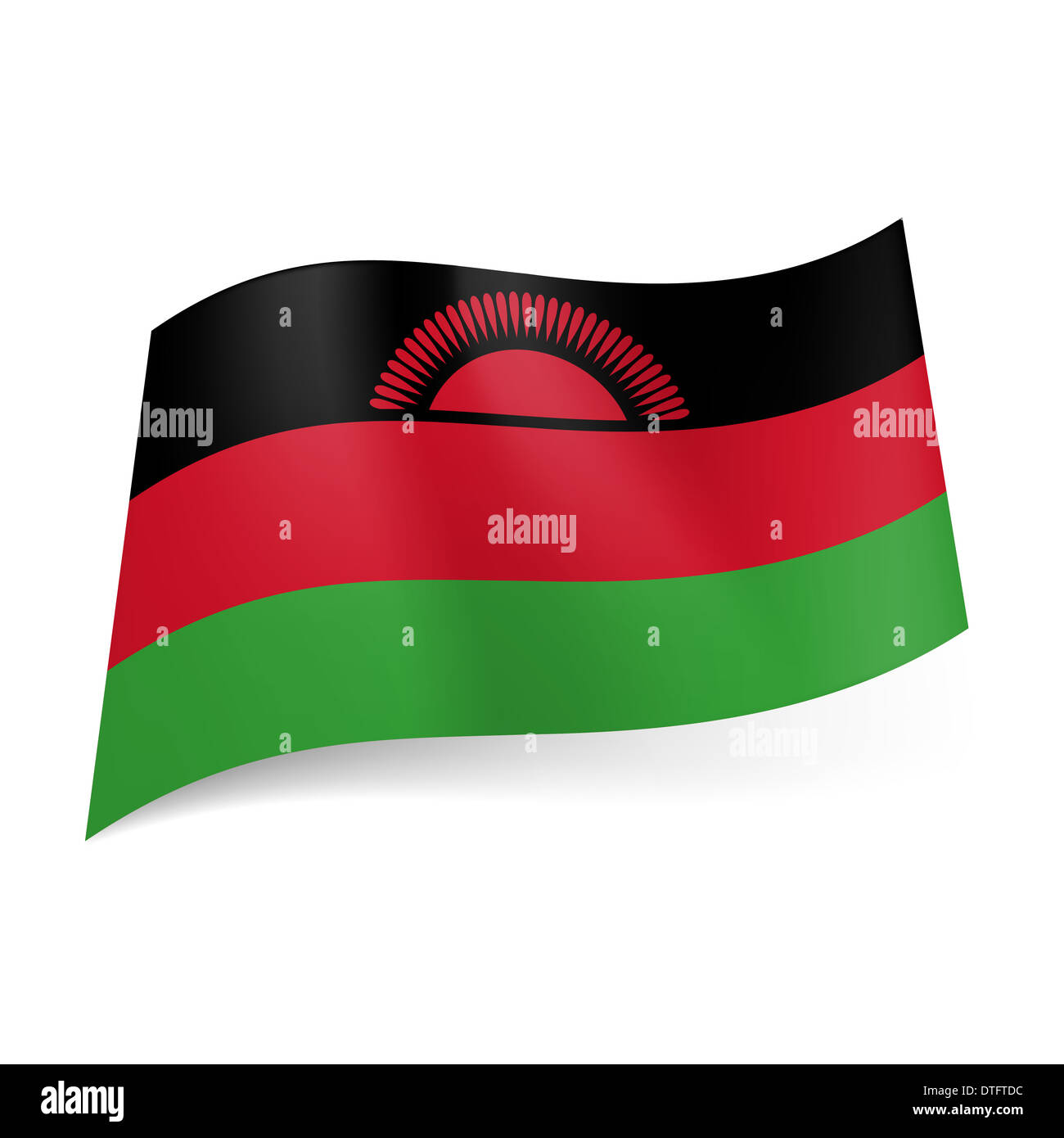 Entender mal guerra Trueno La bandera nacional de Malawi: negro, rojo y verde con rayas horizontales  de color rojo sol naciente en la banda negra Fotografía de stock - Alamy