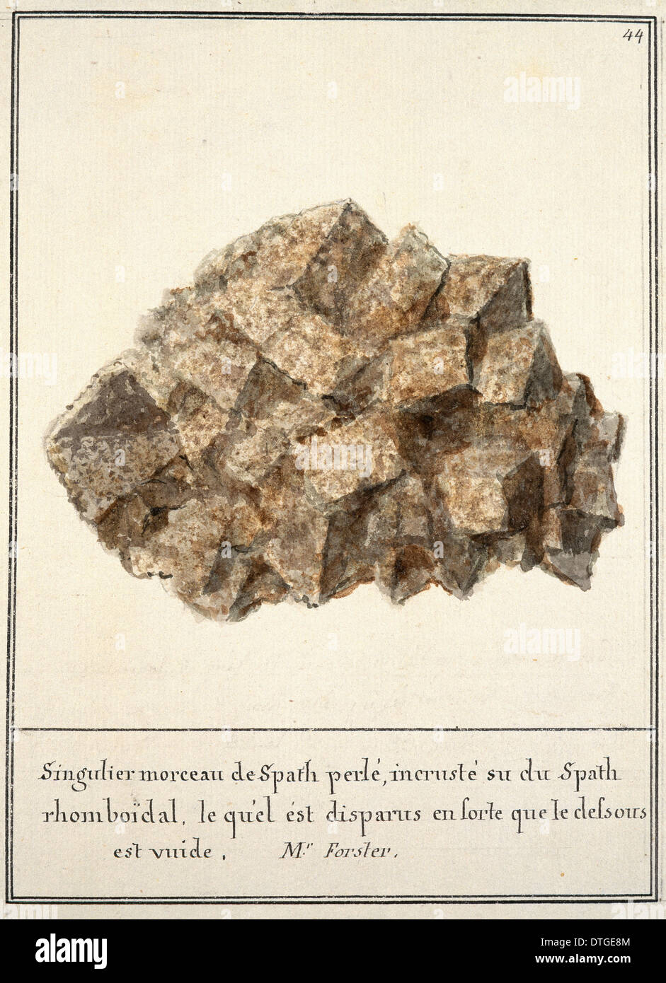 44 Plato de mineralogie Volumen 1 (1790) por Desfontaines Swebach Foto de stock