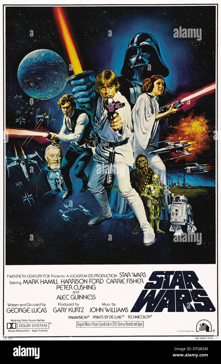 Póster de película de Star Wars Episodio IV: Una Nueva Esperanza 1977 American espacio ópera épica película escrita y dirigida por George Lucas Foto de stock