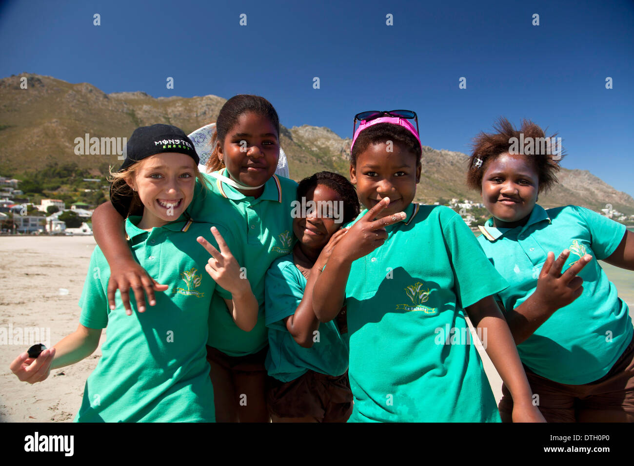 Escolares de Gordon's Bay, Western Cape, Sudáfrica Foto de stock
