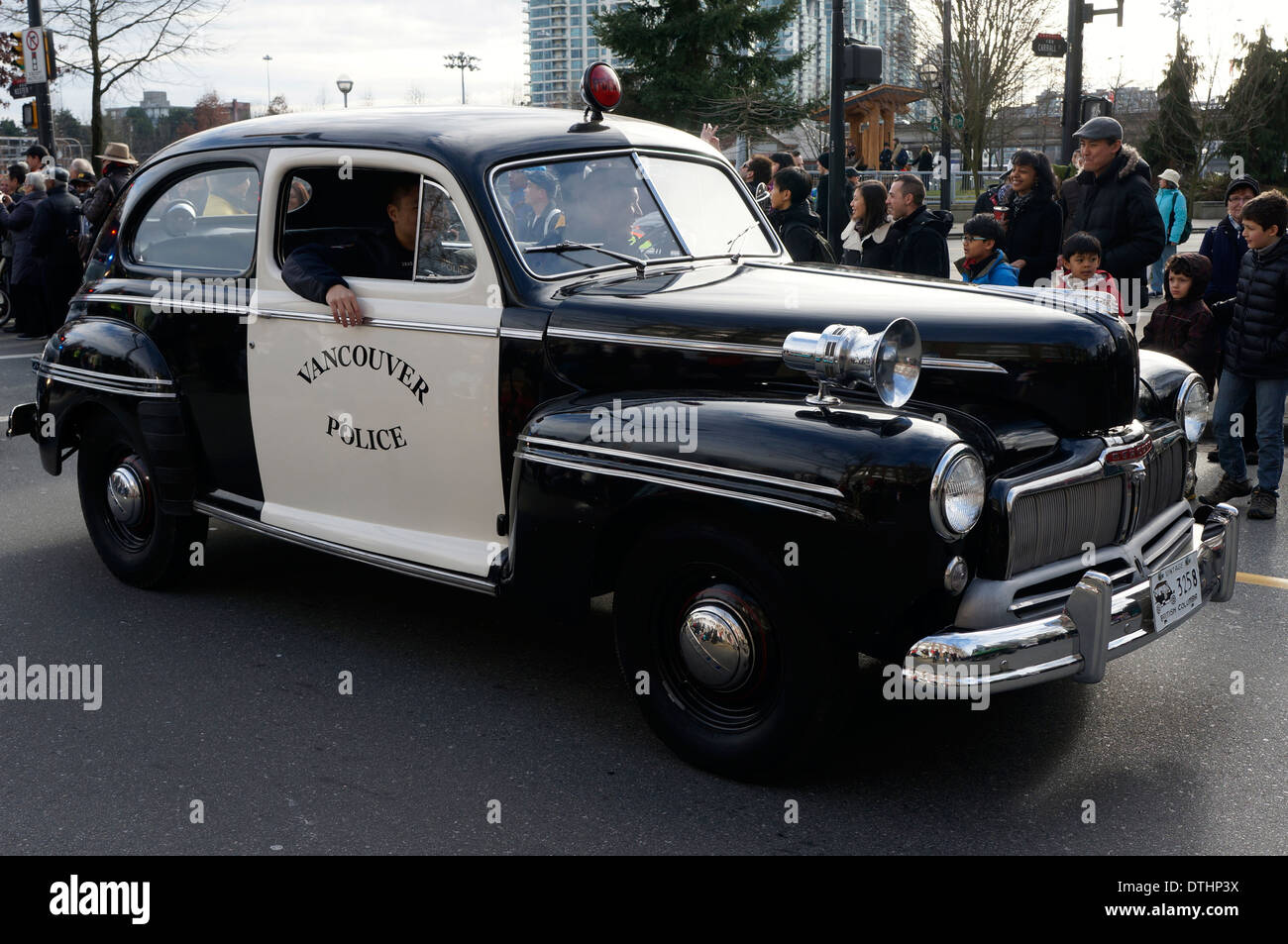 Vintage 1940 Ford Mercury coche de policía en Vancouver, BC, Canadá