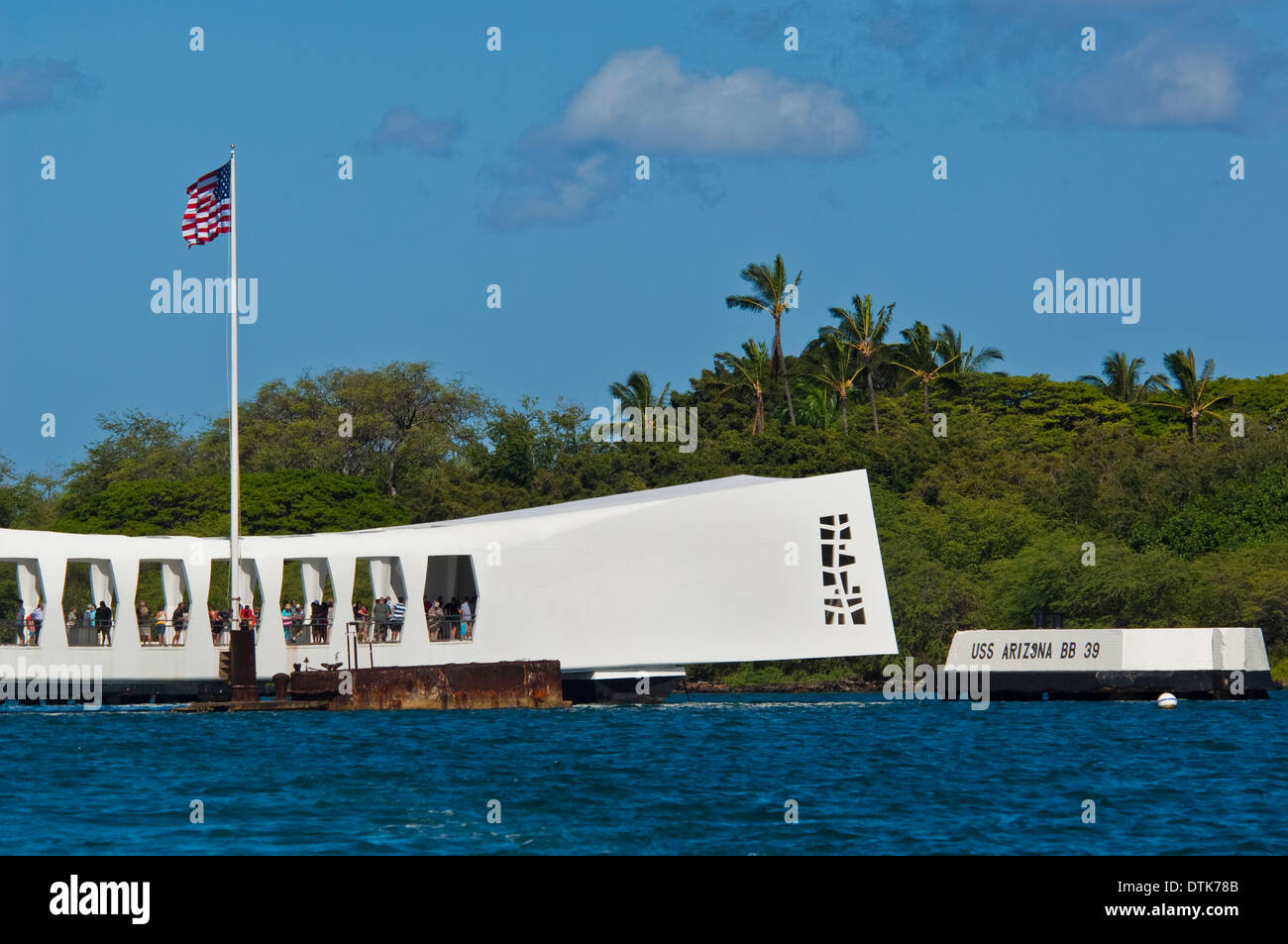 El USS Arizona Memorial, Pearl Harbor, Oahu, Hawaii Foto de stock