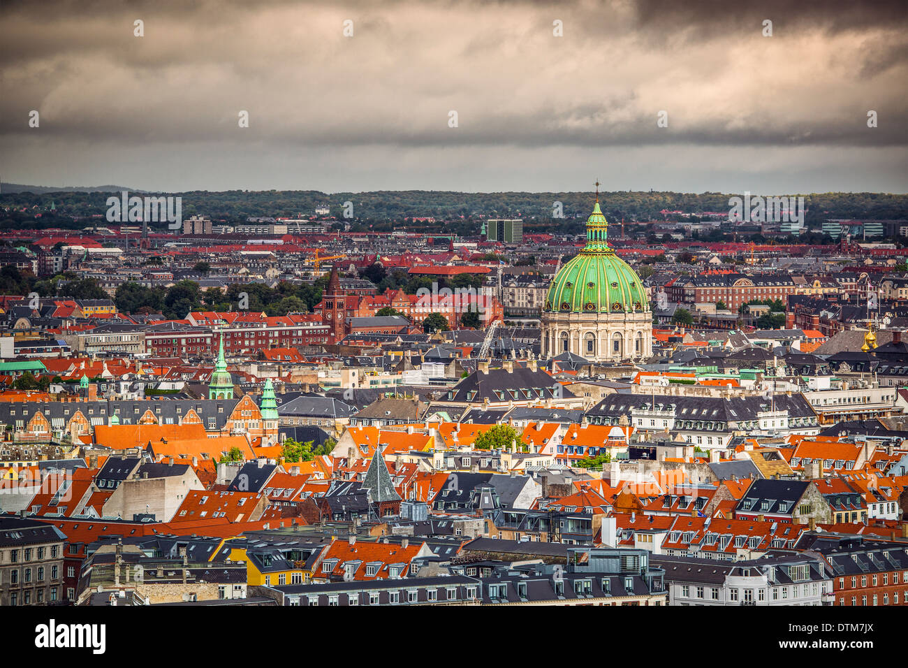 Copenhague, Dinamarca paisaje urbano en la iglesia de mármol. Foto de stock