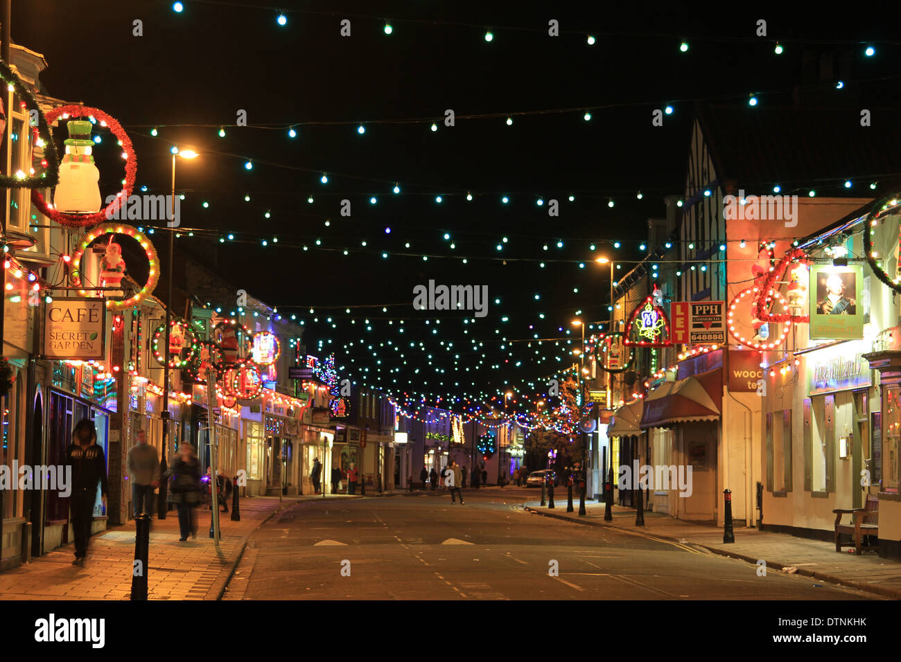 Las luces de Navidad, Hallgate, Cottingham, East Yorkshire Foto de stock