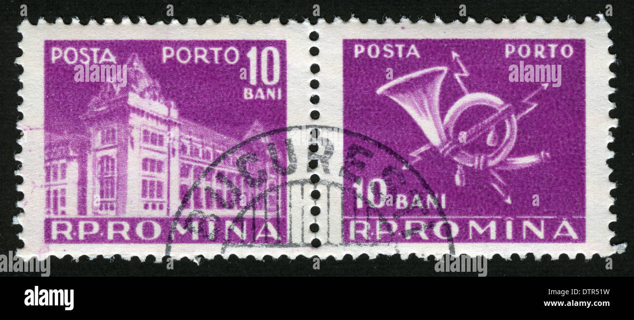 Rumania - circa 1968: un sello impreso en Rumania, el emblema de los Correos  y Telecomunicaciones, circa 1968 Fotografía de stock - Alamy
