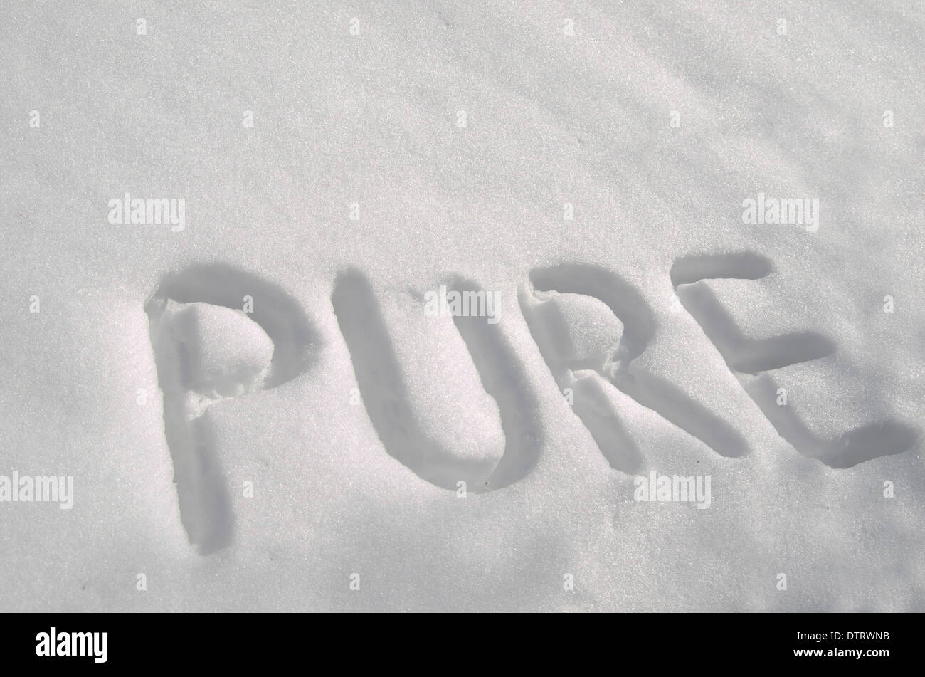Escrito en puro nueva nieve. Foto de stock