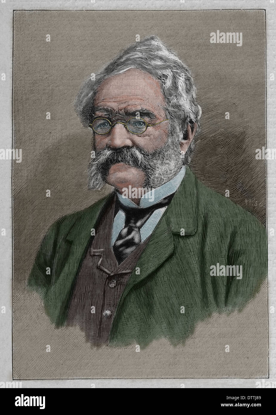 Werner von Siemens (1816-1892). Inventor alemán e industrial. Grabado en color. Foto de stock