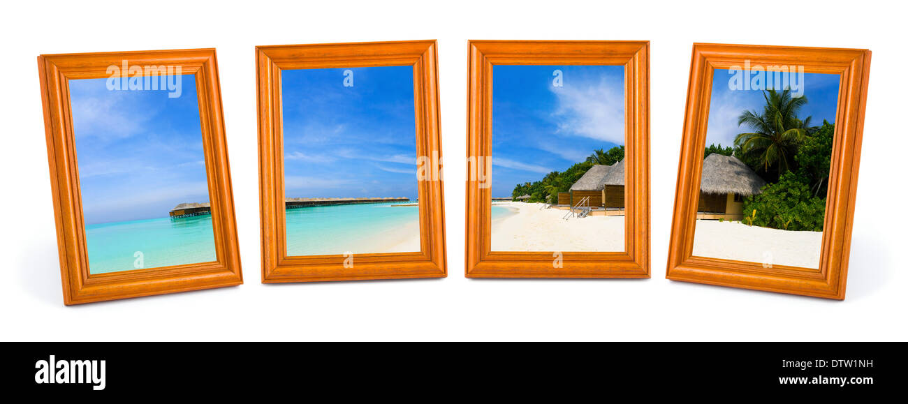 Panorama de playa tropical en marcos Foto de stock