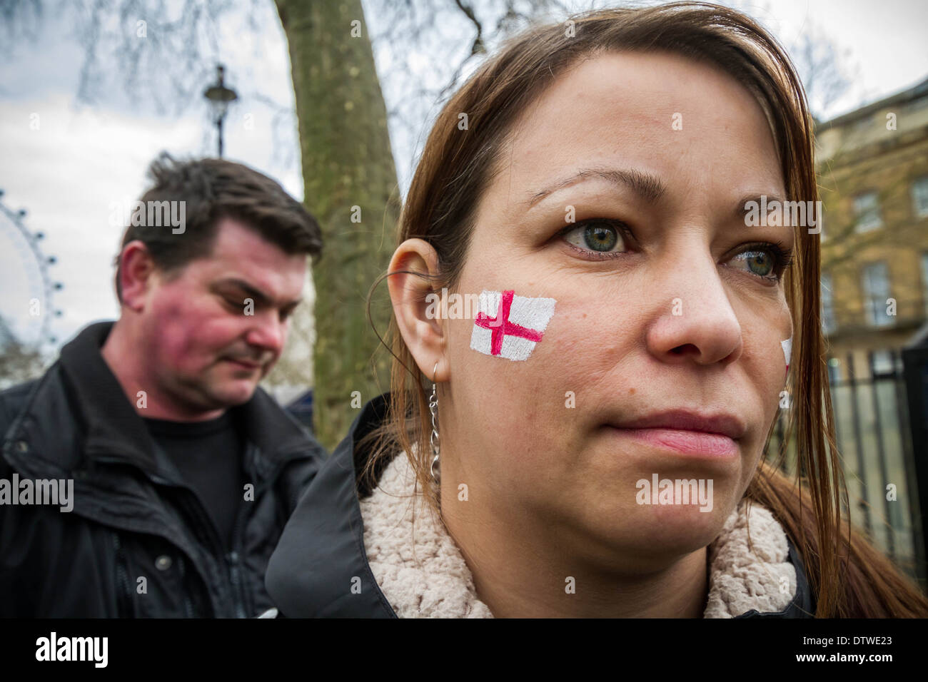 Manifestación contra la discriminación del pueblo polaco en Londres y el Reino Unido Foto de stock