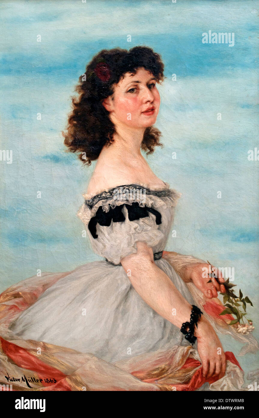 Berta von Radowitz como una niña 1863 Victor Muller 1830-1871 alemán Alemania Foto de stock