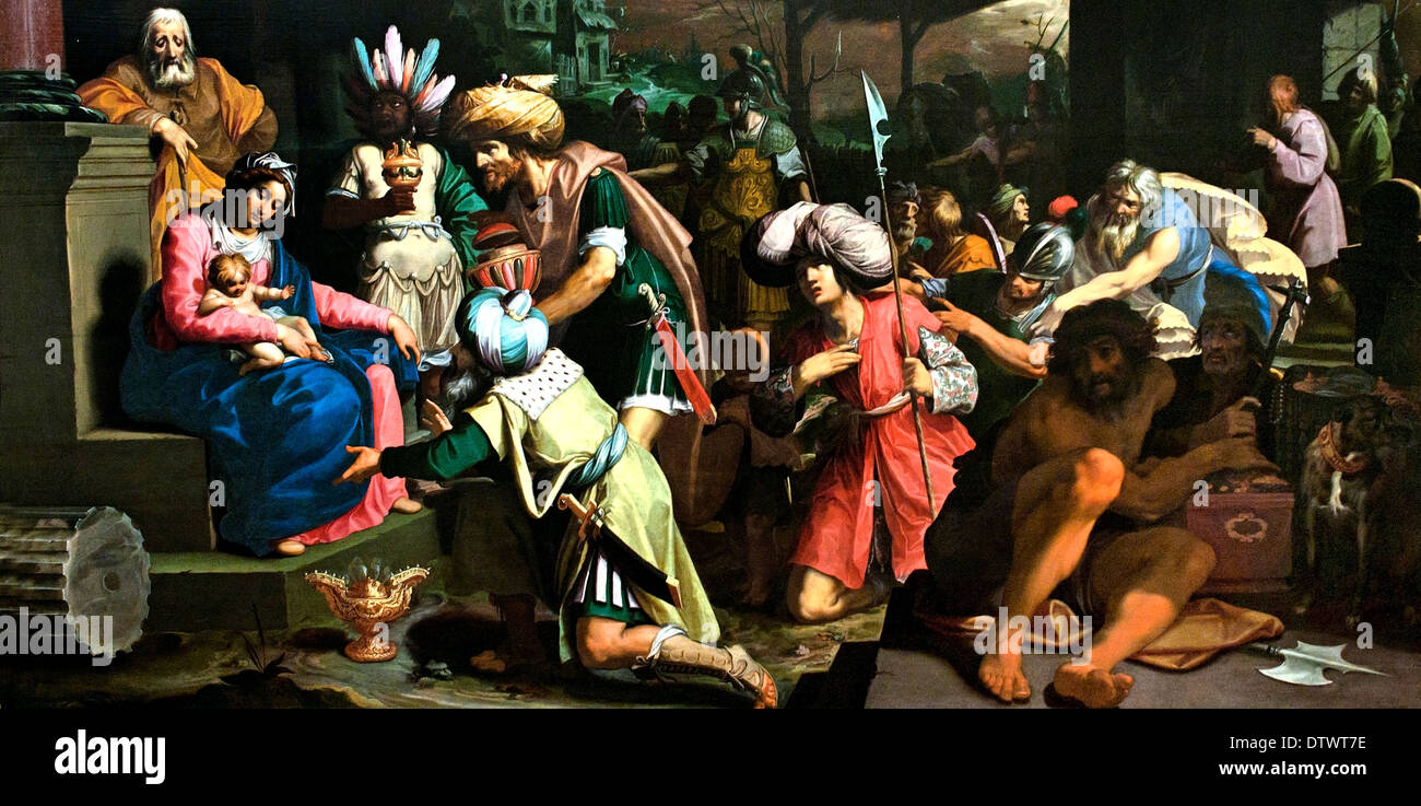 La adoración de los Reyes Magos 1605 Abraham Janssens (1575) Bélgica Flamenca Bélgica Foto de stock
