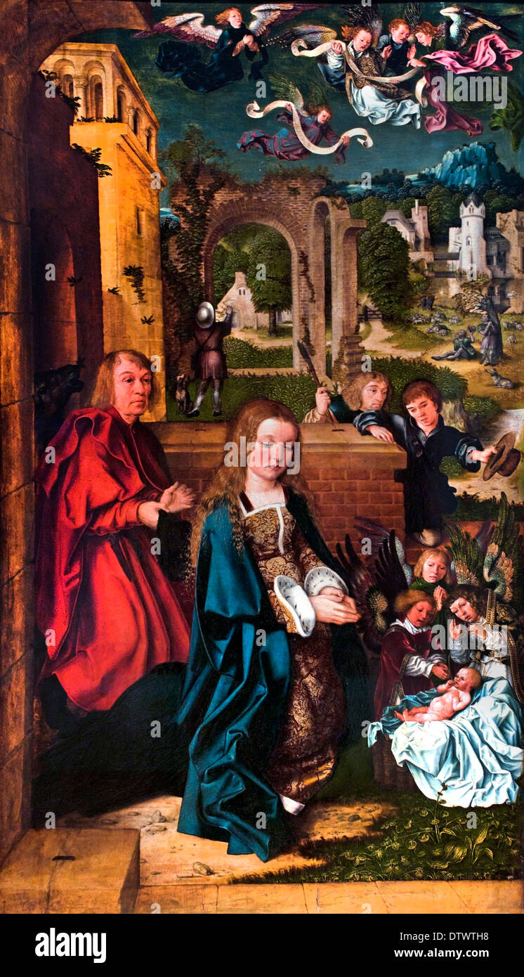 Adoración del Niño, 1510 Ulrich Apt 1460 - 1532 Alemania Alemana Foto de stock