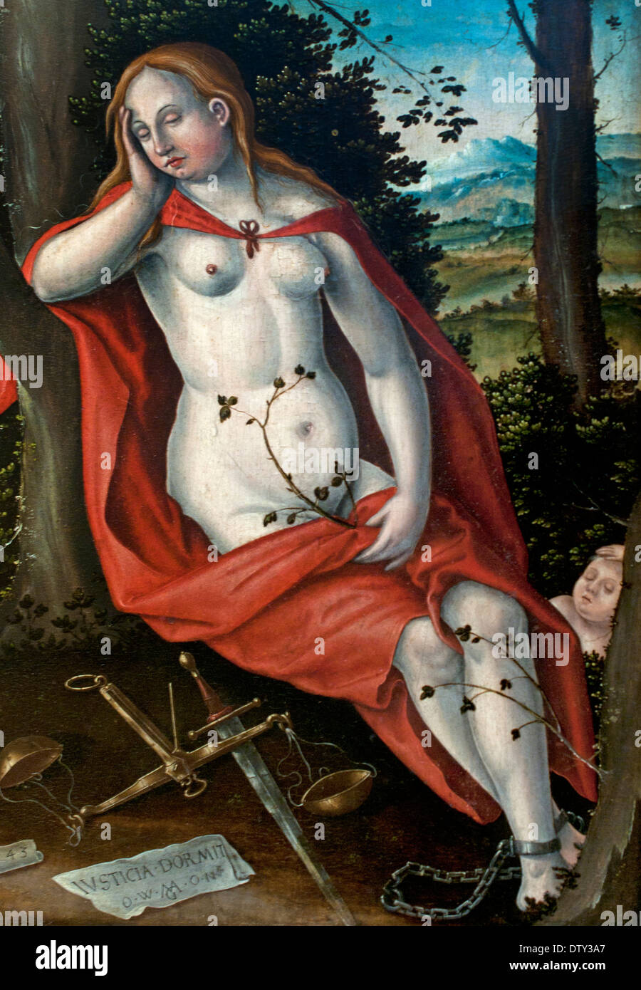 Matthias Gerung 1500 - 1570 La alegoría de la justicia dormir atado 1543 ALEMÁN Alemania Foto de stock