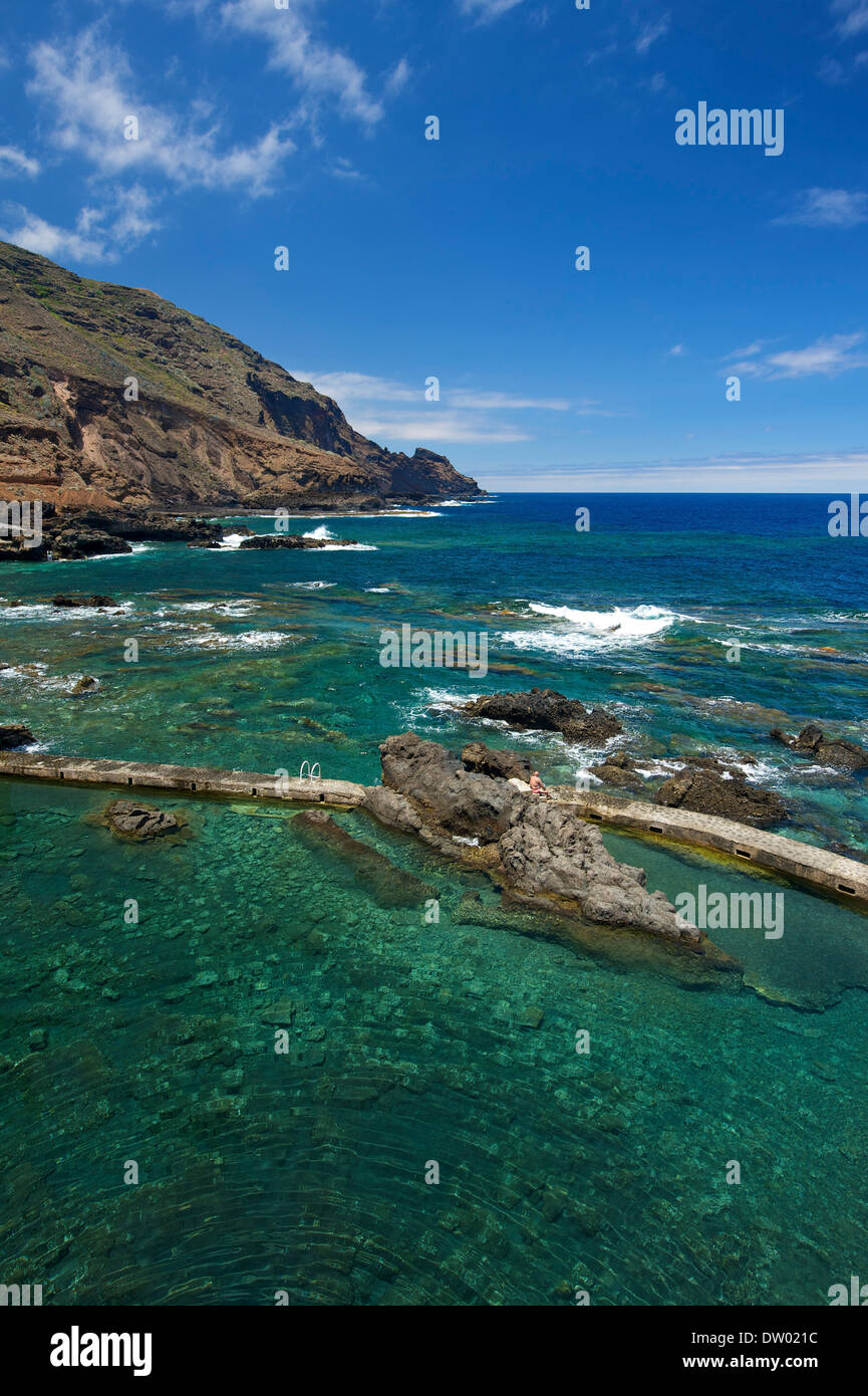 Piscinas de la Fajana, piscinas naturales, Barlovento, La Palma, Islas Canarias, España Foto de stock