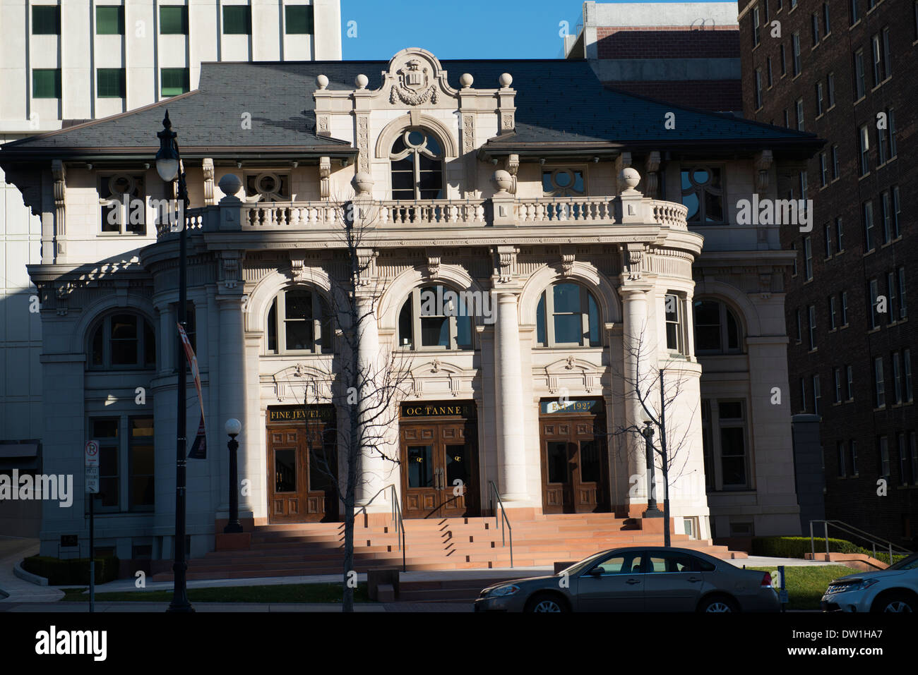 Hermosos edificios antiguos en el centro histórico de la ciudad de Salt Lake City. Foto de stock