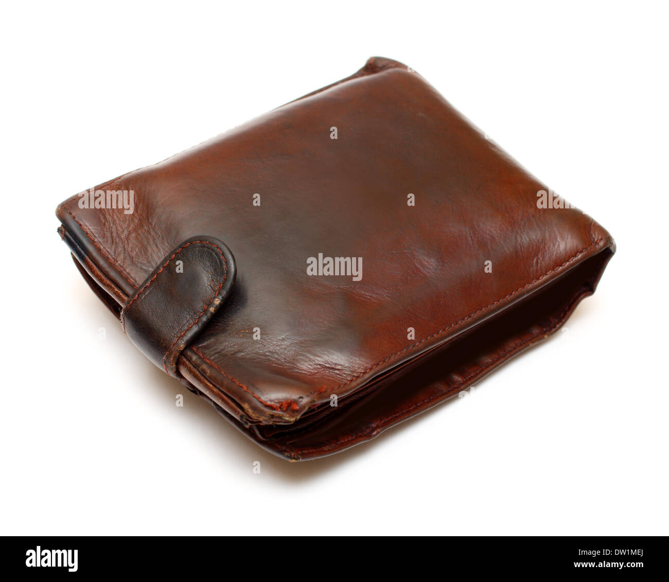Monedero de cuero marrón antiguo Foto de stock